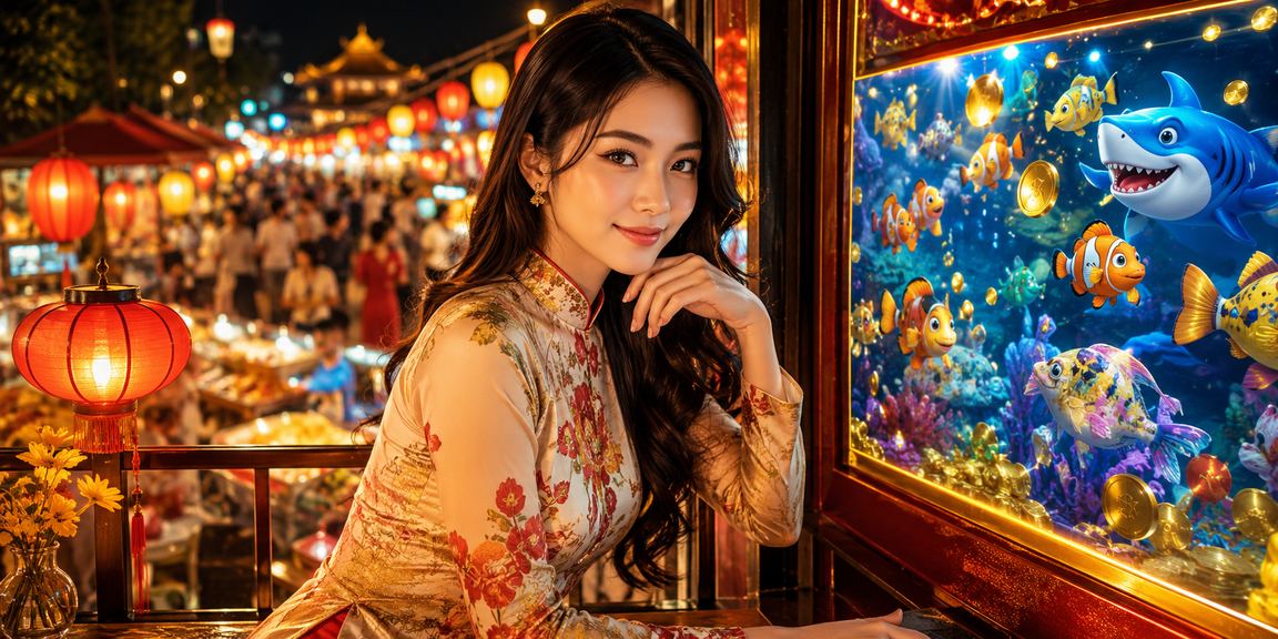 Khung cảnh phong cách cổ truyền Việt Nam với cà phê và câu cá